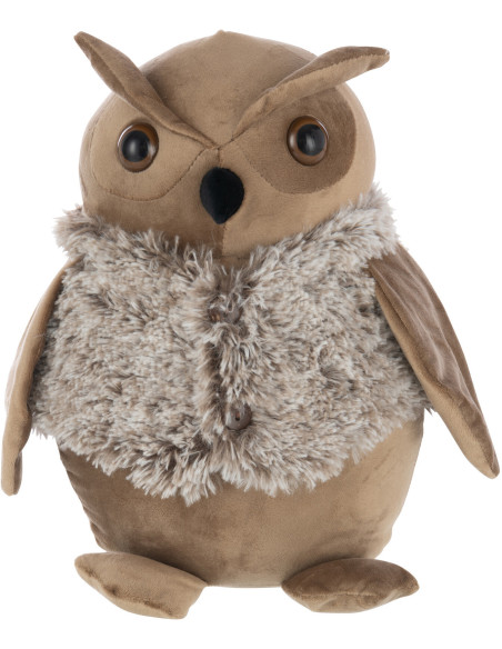 Grand Cale porte original Hibou Hauteur 28 cm en Tissu Beige Marron camel Hululo - 1