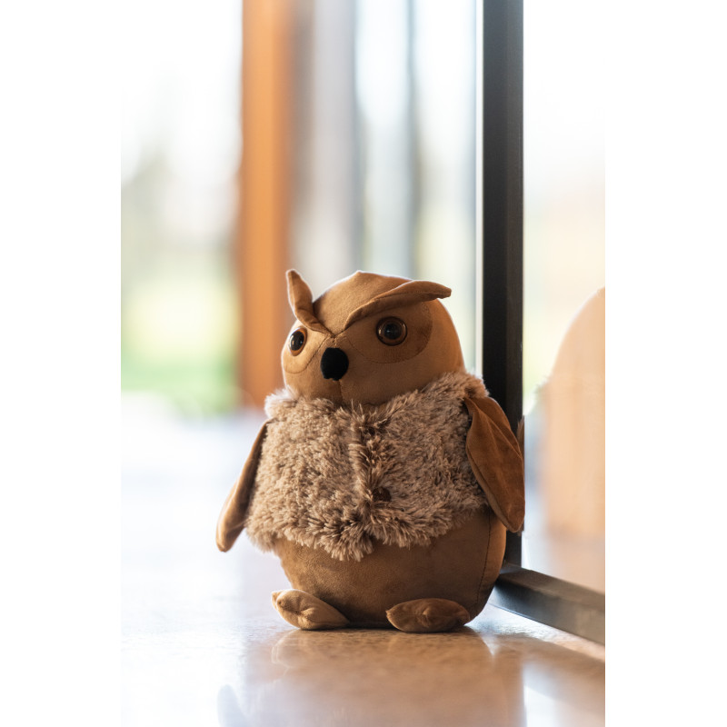 Grand Cale porte original Hibou Hauteur 28 cm en Tissu Beige Marron camel Hululo - 2