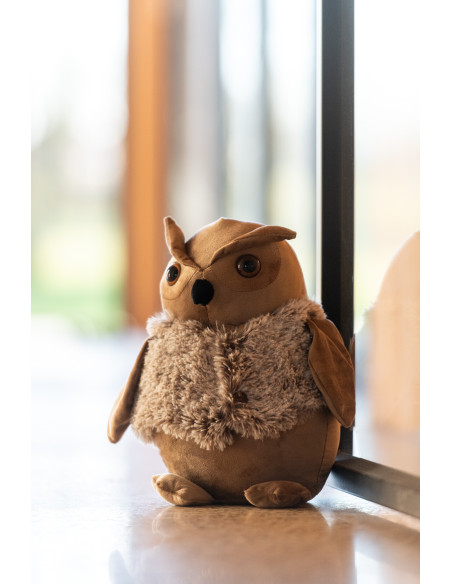 Grand Cale porte original Hibou Hauteur 28 cm en Tissu Beige Marron camel Hululo - 2