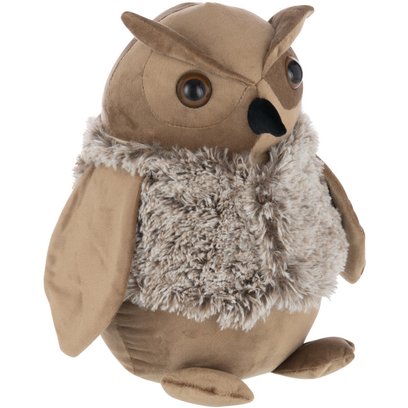 Grand Cale porte original Hibou Hauteur 28 cm en Tissu Beige Marron camel Hululo - 3