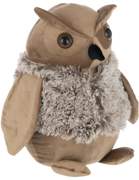 Grand Cale porte original Hibou Hauteur 28 cm en Tissu Beige Marron camel Hululo - 3