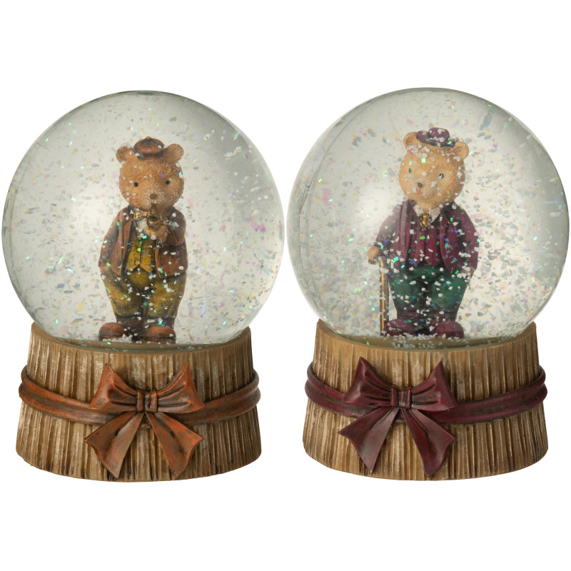 Boules à neiges Oursons Hauteur 13 cm en Résine Marron Beige Beary (Lot de 2) - 1