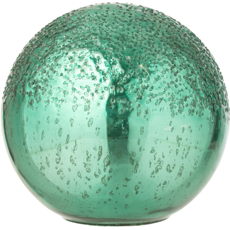Boule décorative lumineuse Led 15 cm en Verre Vert Craquelé - 1