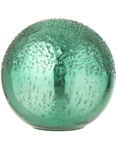 Boule décorative lumineuse Led 15 cm en Verre Vert Craquelé - 1