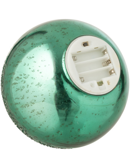 Boule décorative lumineuse Led 15 cm en Verre Vert Craquelé - 2