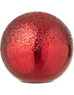 Boule décorative lumineuse Led 15 cm en Verre Rouge Craquelé - 1