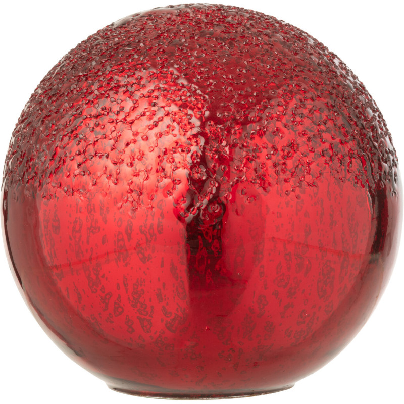 Boule décorative lumineuse Led 15 cm en Verre Rouge Craquelé - 1