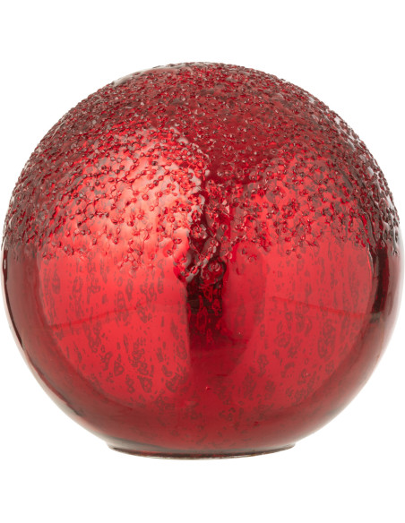 Boule décorative lumineuse Led 15 cm en Verre Rouge Craquelé - 1