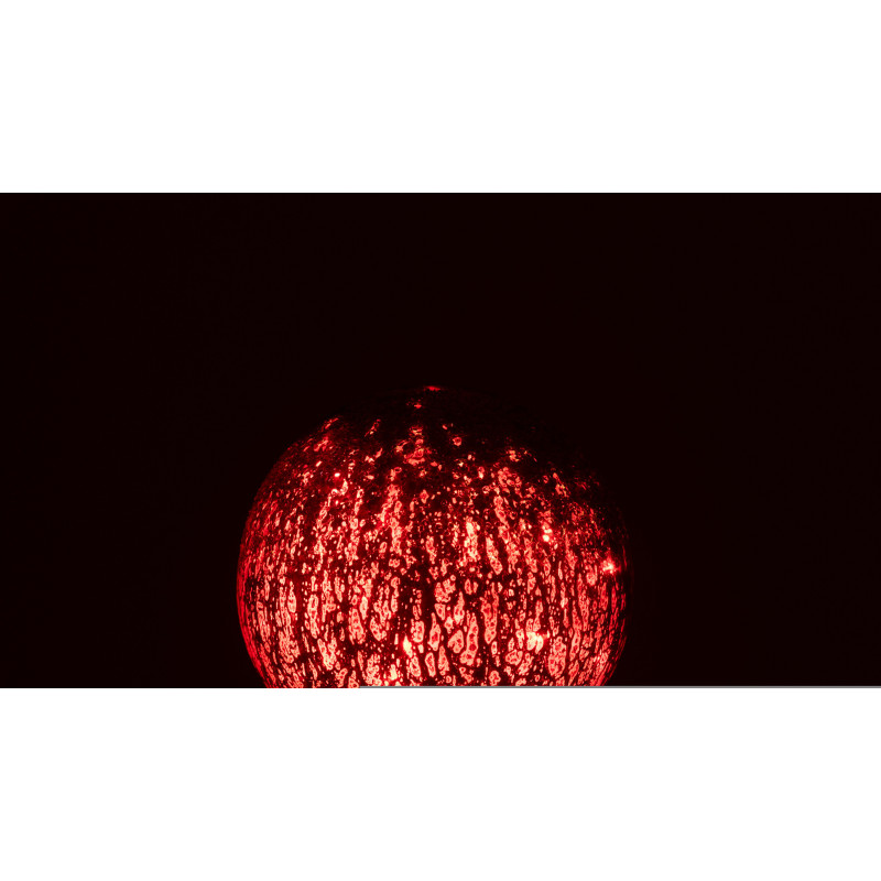 Boule décorative lumineuse Led 15 cm en Verre Rouge Craquelé - 4