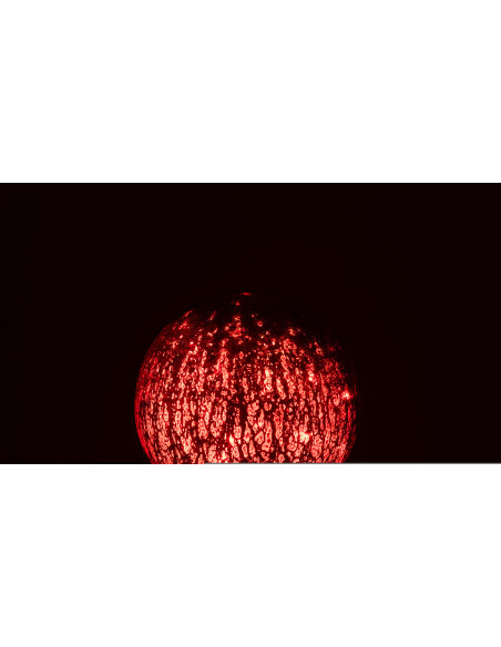 Boule décorative lumineuse Led 15 cm en Verre Rouge Craquelé - 4