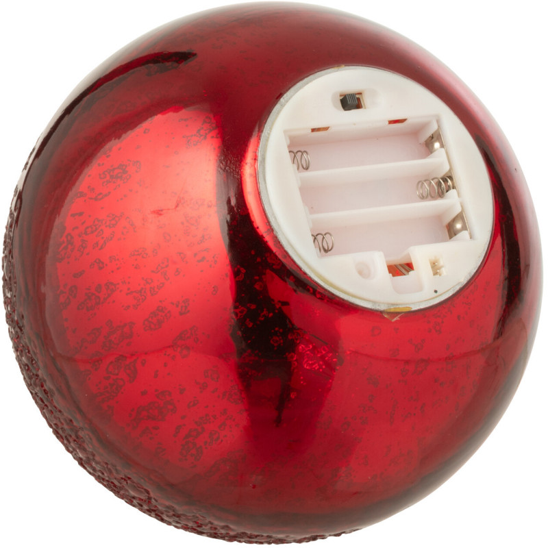 Boule décorative lumineuse Led 15 cm en Verre Rouge Craquelé - 5