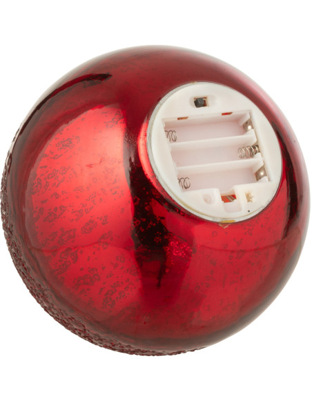 Boule décorative lumineuse Led 15 cm en Verre Rouge Craquelé - 5
