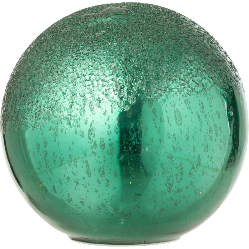 Grande Boule décorative lumineuse Led 20 cm en Verre Vert Craquelé - 1