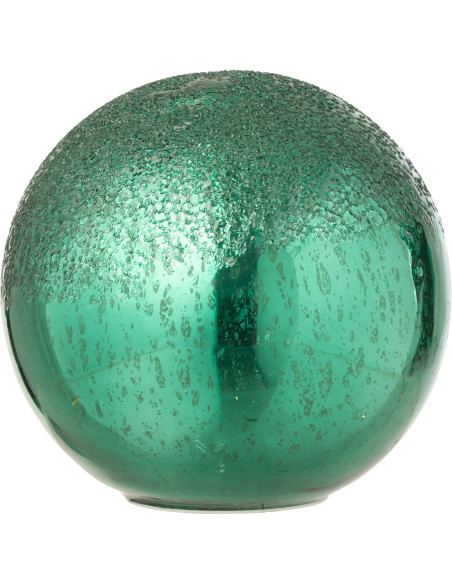 Grande Boule décorative lumineuse Led 20 cm en Verre Vert Craquelé - 1