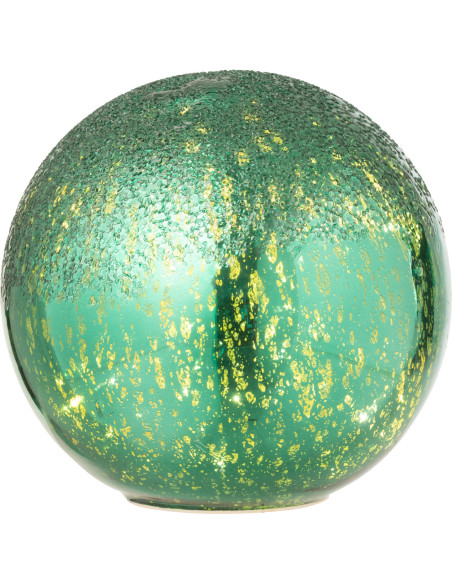 Grande Boule décorative lumineuse Led 20 cm en Verre Vert Craquelé - 2