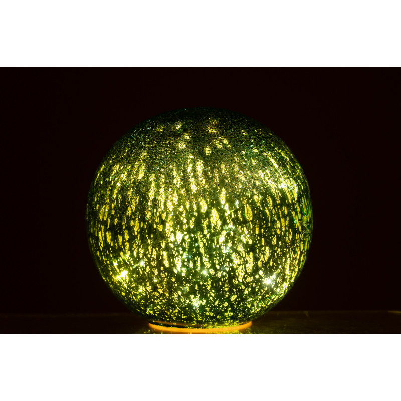 Grande Boule décorative lumineuse Led 20 cm en Verre Vert Craquelé - 3