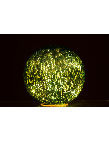 Grande Boule décorative lumineuse Led 20 cm en Verre Vert Craquelé - 3