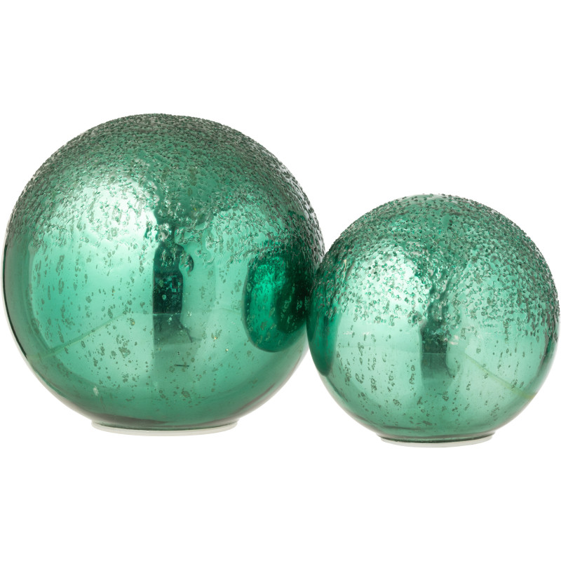 Grande Boule décorative lumineuse Led 20 cm en Verre Vert Craquelé - 4