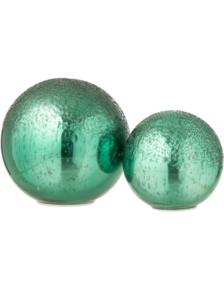 Grande Boule décorative lumineuse Led 20 cm en Verre Vert Craquelé - 4