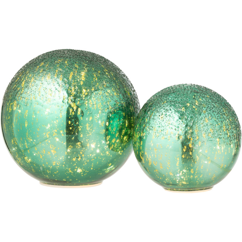 Grande Boule décorative lumineuse Led 20 cm en Verre Vert Craquelé - 5