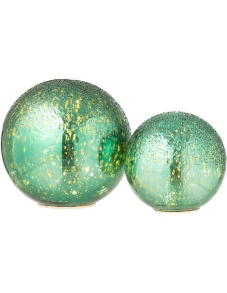 Grande Boule décorative lumineuse Led 20 cm en Verre Vert Craquelé - 5