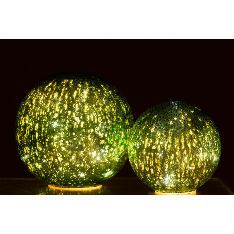 Grande Boule décorative lumineuse Led 20 cm en Verre Vert Craquelé - 6