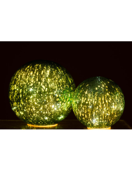 Grande Boule décorative lumineuse Led 20 cm en Verre Vert Craquelé - 6