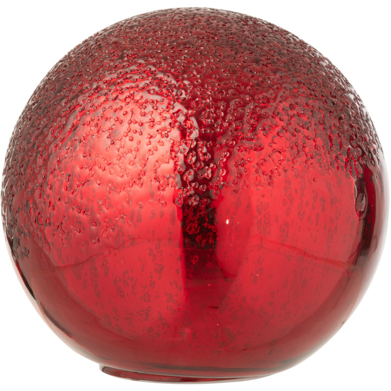 Grande Boule décorative lumineuse Led 20 cm en Verre Rouge Craquelé - 1