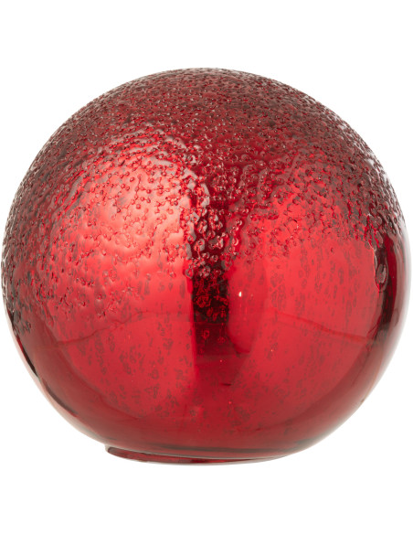 Grande Boule décorative lumineuse Led 20 cm en Verre Rouge Craquelé - 1