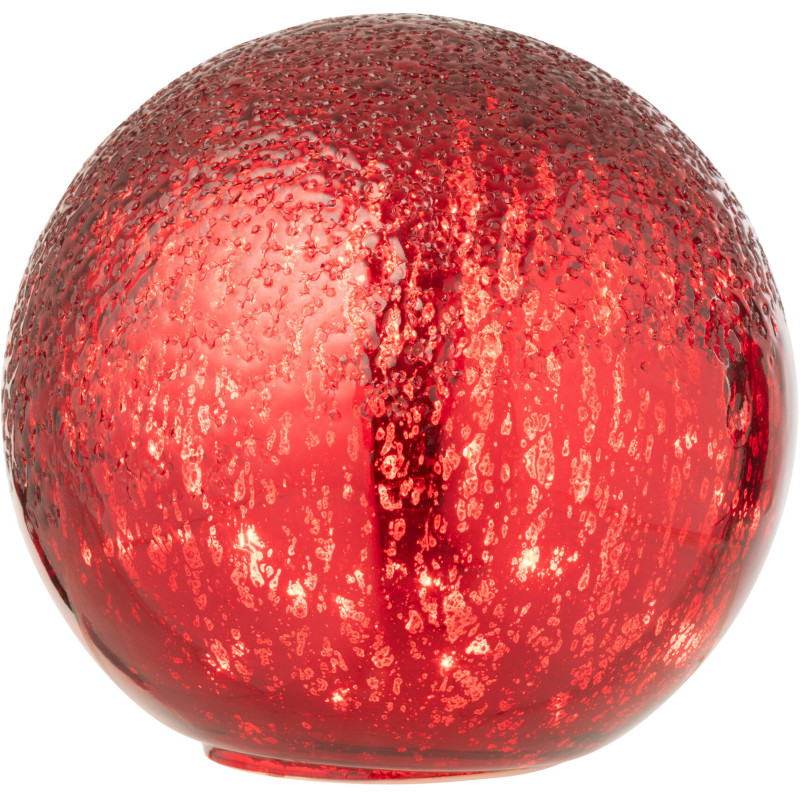 Grande Boule décorative lumineuse Led 20 cm en Verre Rouge Craquelé - 3