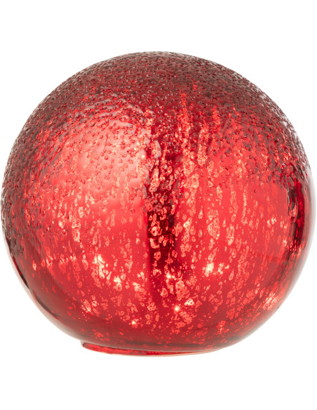 Grande Boule décorative lumineuse Led 20 cm en Verre Rouge Craquelé - 3