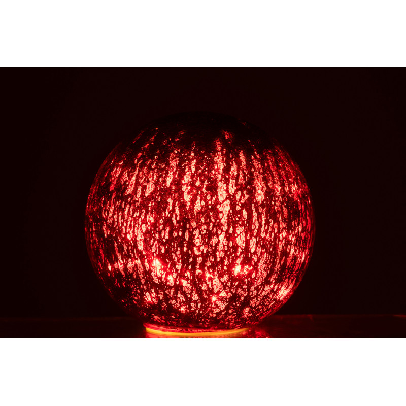 Grande Boule décorative lumineuse Led 20 cm en Verre Rouge Craquelé - 4