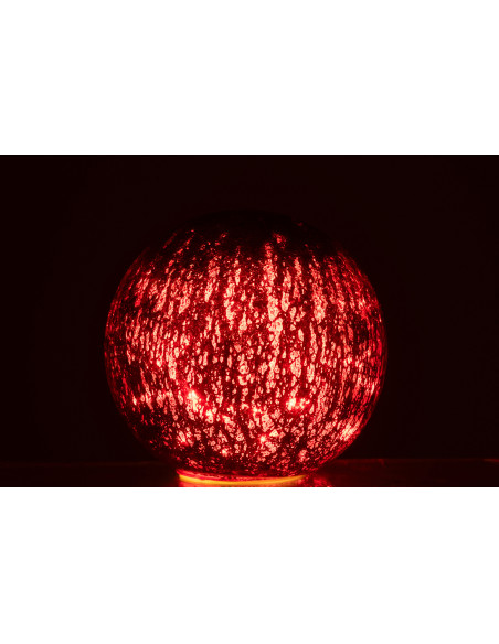 Grande Boule décorative lumineuse Led 20 cm en Verre Rouge Craquelé - 4