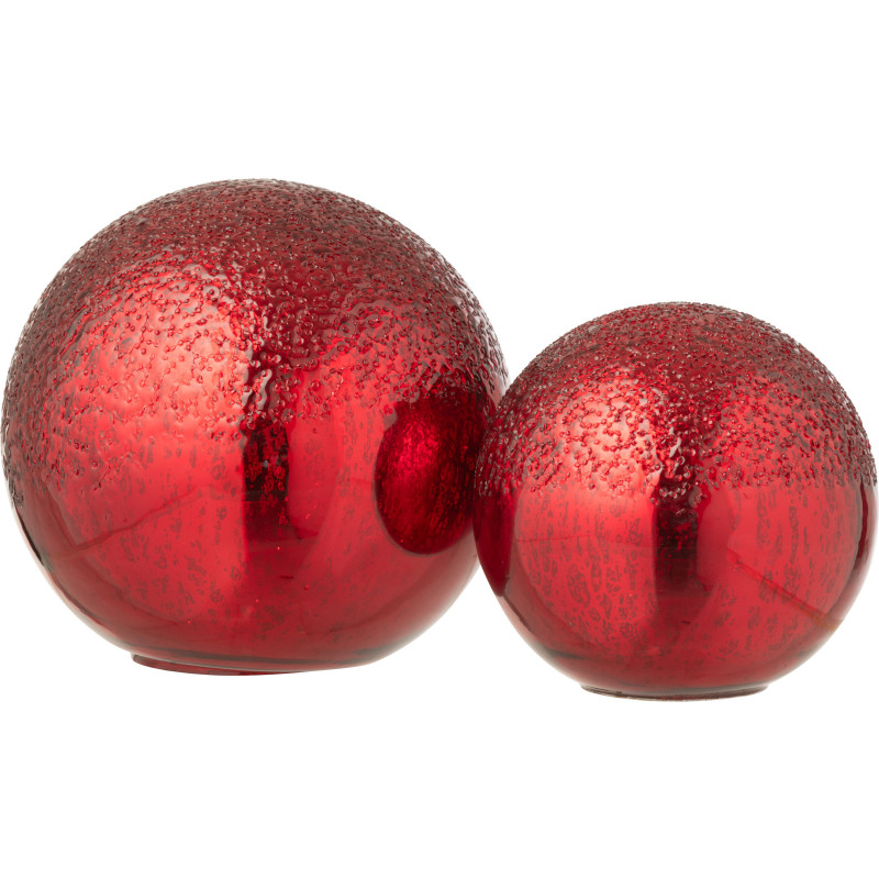Grande Boule décorative lumineuse Led 20 cm en Verre Rouge Craquelé - 5