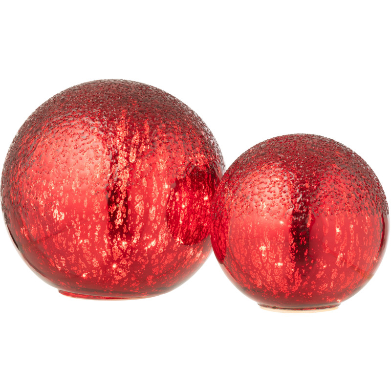 Grande Boule décorative lumineuse Led 20 cm en Verre Rouge Craquelé - 6