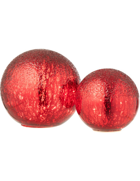 Grande Boule décorative lumineuse Led 20 cm en Verre Rouge Craquelé - 6
