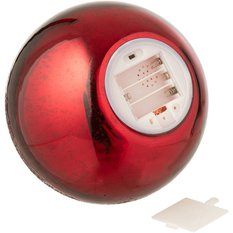 Grande Boule décorative lumineuse Led 20 cm en Verre Rouge Craquelé - 8