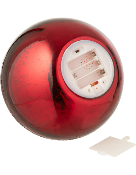 Grande Boule décorative lumineuse Led 20 cm en Verre Rouge Craquelé - 8