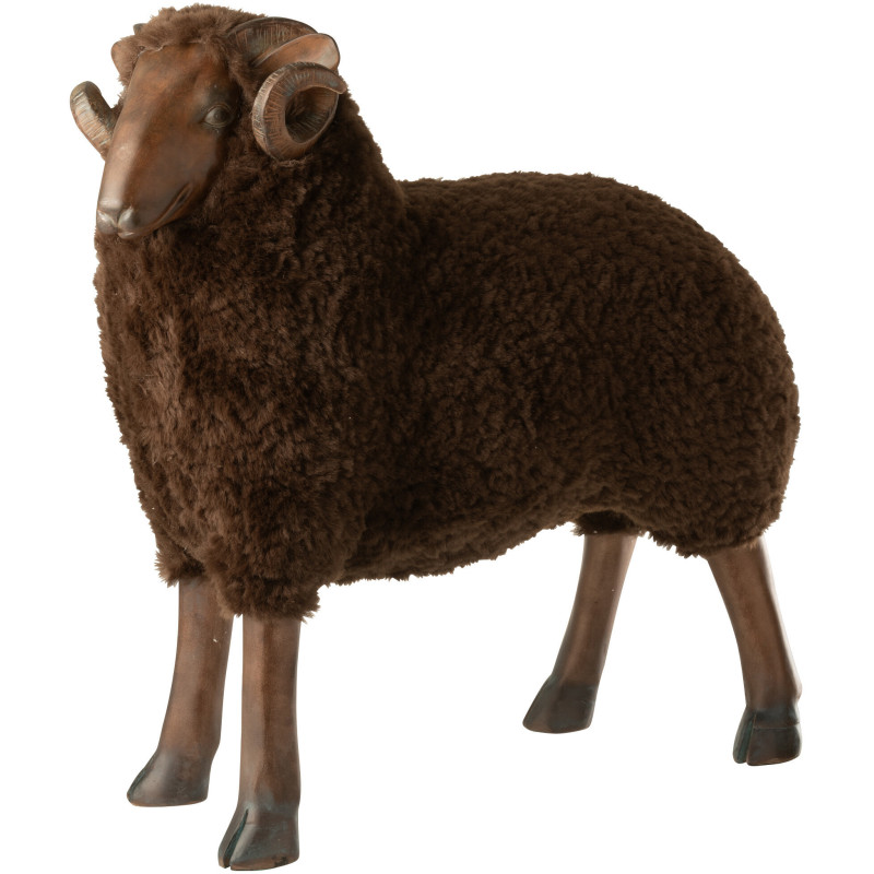 Grande Statue déco Bélier 79 cm en Résine Tissu Marron Arius - 1