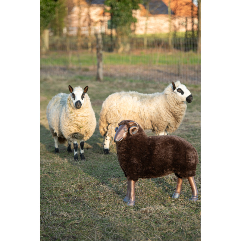 Grande Statue déco Bélier 79 cm en Résine Tissu Marron Arius - 2