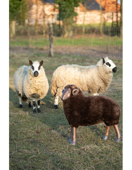 Grande Statue déco Bélier 79 cm en Résine Tissu Marron Arius - 2