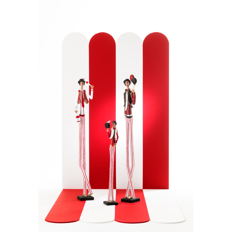 Grandes Statuettes déco originale Clowns XL Hauteur 83 cm en Résine Rouge Blanc Shapito (Lot de 3) - 2
