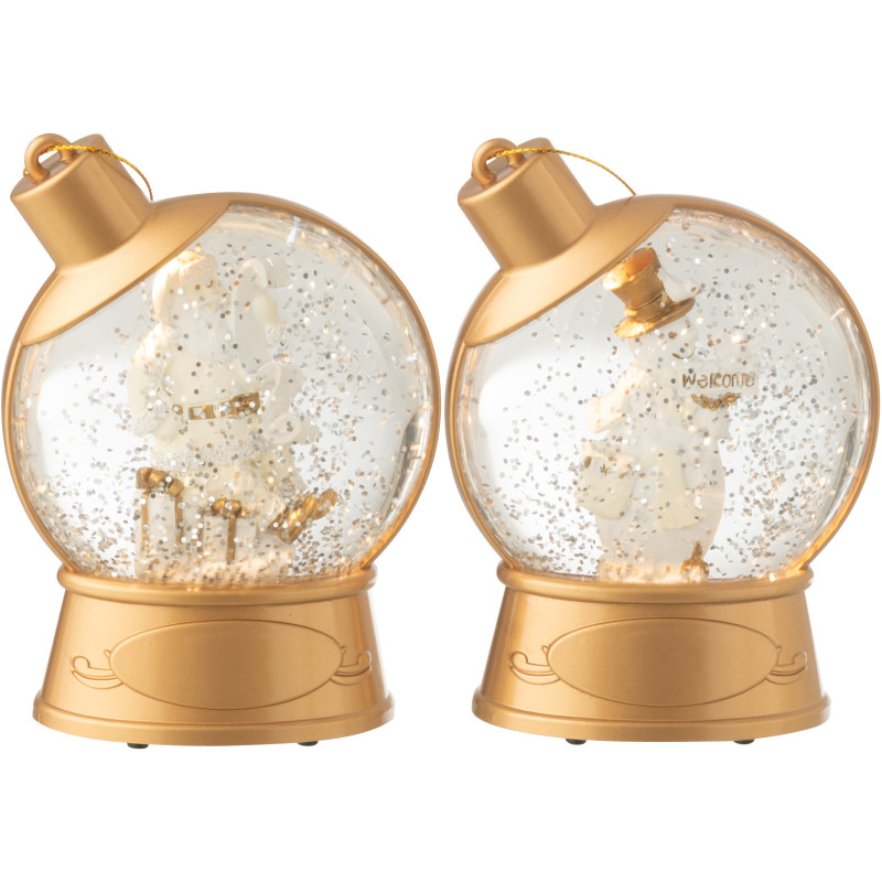 Grandes Supensions lumineuses Père noël & Bonhommes noël 10 cm en Résine Doré (Lot de 2) - 1