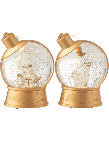 Grandes Supensions lumineuses Père noël & Bonhommes noël 10 cm en Résine Doré (Lot de 2) - 1
