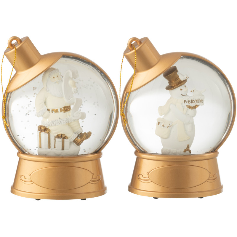 Grandes Supensions lumineuses Père noël & Bonhommes noël 10 cm en Résine Doré (Lot de 2) - 2
