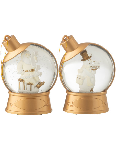 Grandes Supensions lumineuses Père noël & Bonhommes noël 10 cm en Résine Doré (Lot de 2) - 2