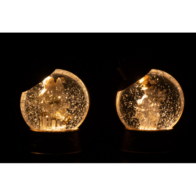 Grandes Supensions lumineuses Père noël & Bonhommes noël 10 cm en Résine Doré (Lot de 2) - 3
