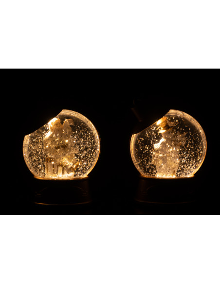 Grandes Supensions lumineuses Père noël & Bonhommes noël 10 cm en Résine Doré (Lot de 2) - 3