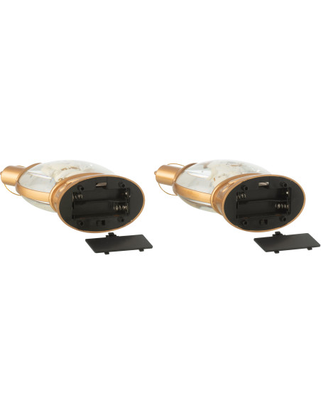 Grandes Supensions lumineuses Père noël & Bonhommes noël 10 cm en Résine Doré (Lot de 2) - 4