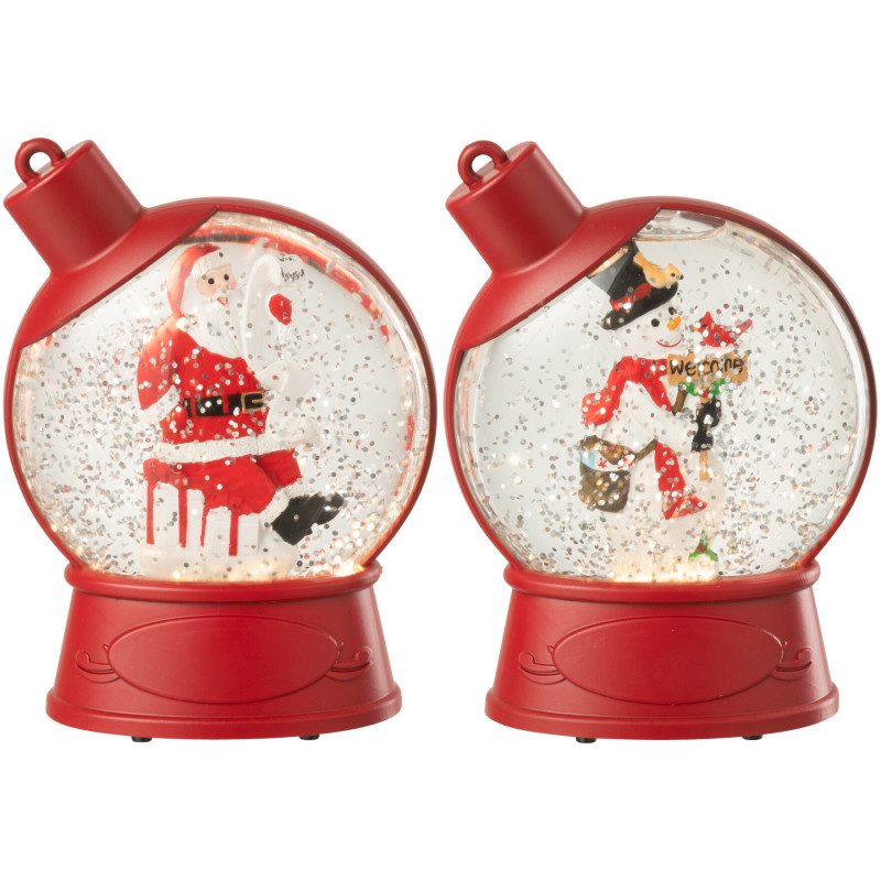 Grandes Supensions lumineuses Père noël & Bonhommes noël 10 cm en Résine Rouge (Lot de 2) - 1